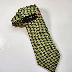 Countess Mara Men's Necktie New 100% Silk Green Black Handmade 57" x 3.5"